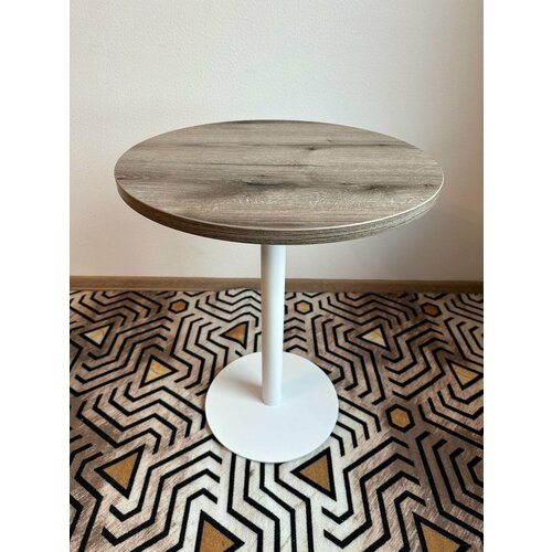 Стол обеденный круглый нераскладной Лофт, d60 h 76 см белый дуб окаменелый