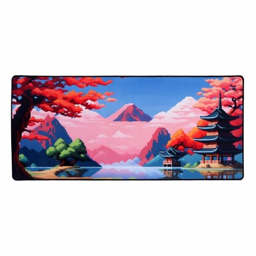 Коврик для мыши 40х90х03 см оверлок пагода в стиле pixel art 988₽