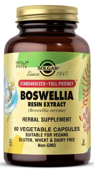 Solgar Boswellia Resin Extract, Экстракт смолы Босвеллия 60 капсул