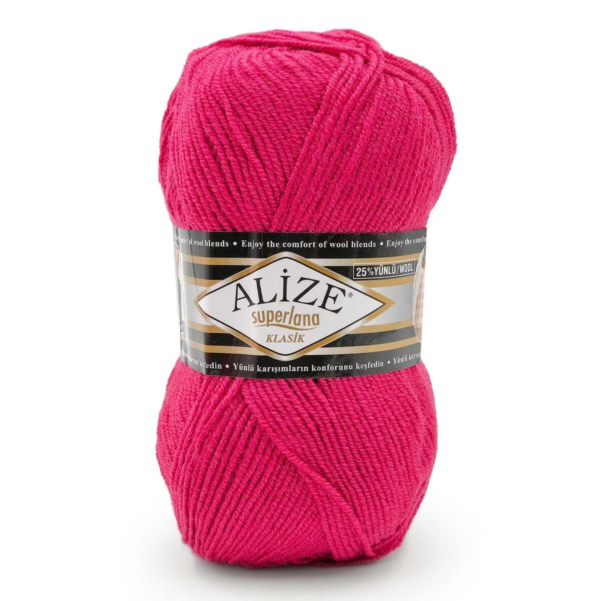 Пряжа ALIZE "Superlana klasik", однотонная, 100 гр 280 м, 75% акрил, 25% шерсть, ТУ 798 бугенвиллия, 5 шт