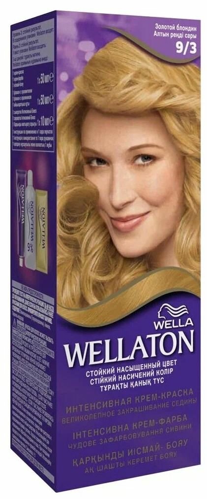 Краски Для Волос Wella WELLATON 9/3 Cтойкая крем-краска для волос - Золотой Блондин, 110 мл