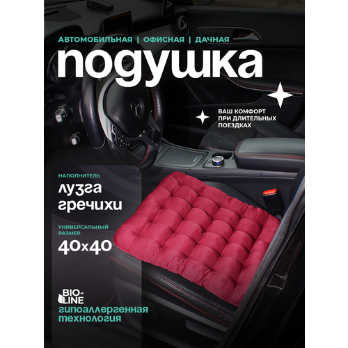 фото Автомобильная ортопедическая подушка на сиденье с лузгой гречихи , для водителя и пассажира, с пвх, 40x40 см bio-line