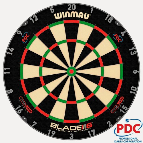 Изображение товара Мишень Winmau Blade 6 PDC Triple Core для игры в Дартс - Официальная мишень Чемпионата Мира PDC.