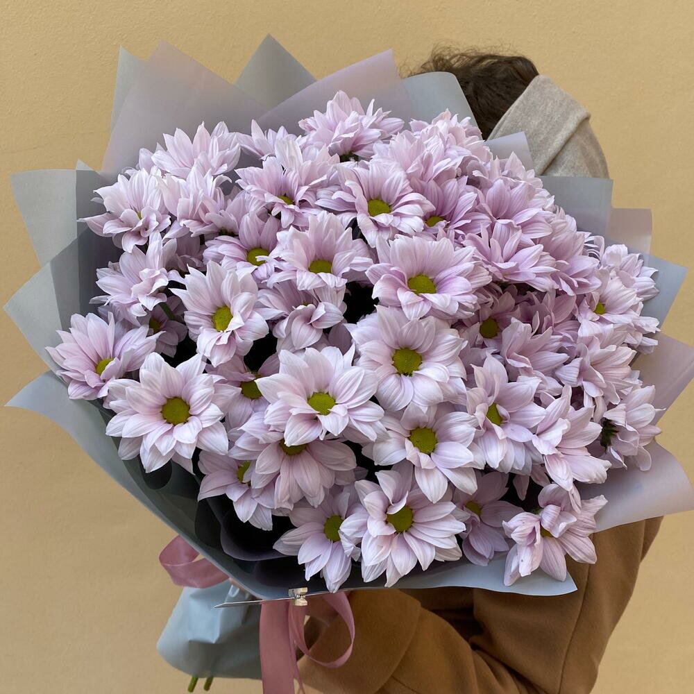 Хризантемы / Букет хризантем 9 шт / Розовые хризантемы / Букет живых цветов Москва