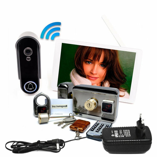 Цветной Wi-Fi HD домофон TUYA с аккумулятором и электромеханический замок AX066 - Sky-Net 1100-Tuya 10AX066-24G E2105EU и беспроводная WiFi ак 25288₽