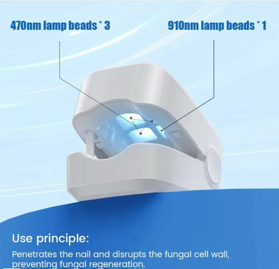 Изображение Аппарат для очистки ногтевой пластины Nail Fungus Cleaning Laser Device, для рук, ног, от грибка ногтей, беспроводной