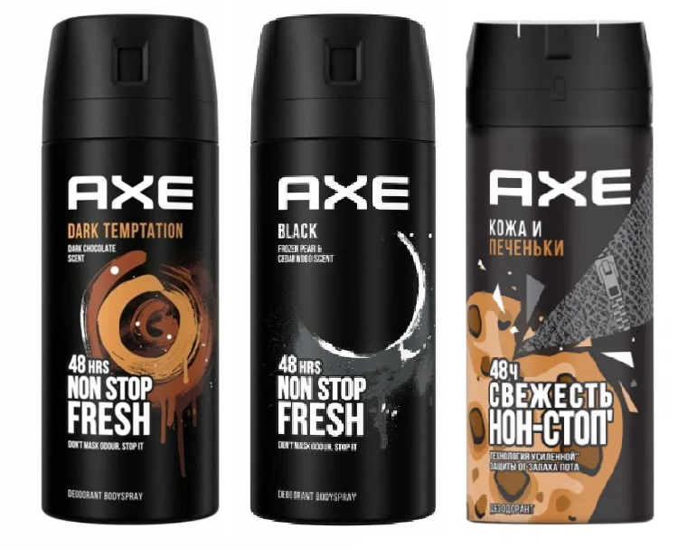 Дезодорант-спрей Axe Кожа Печеньки, Dark Temptation, Black, 3 шт x 150 мл