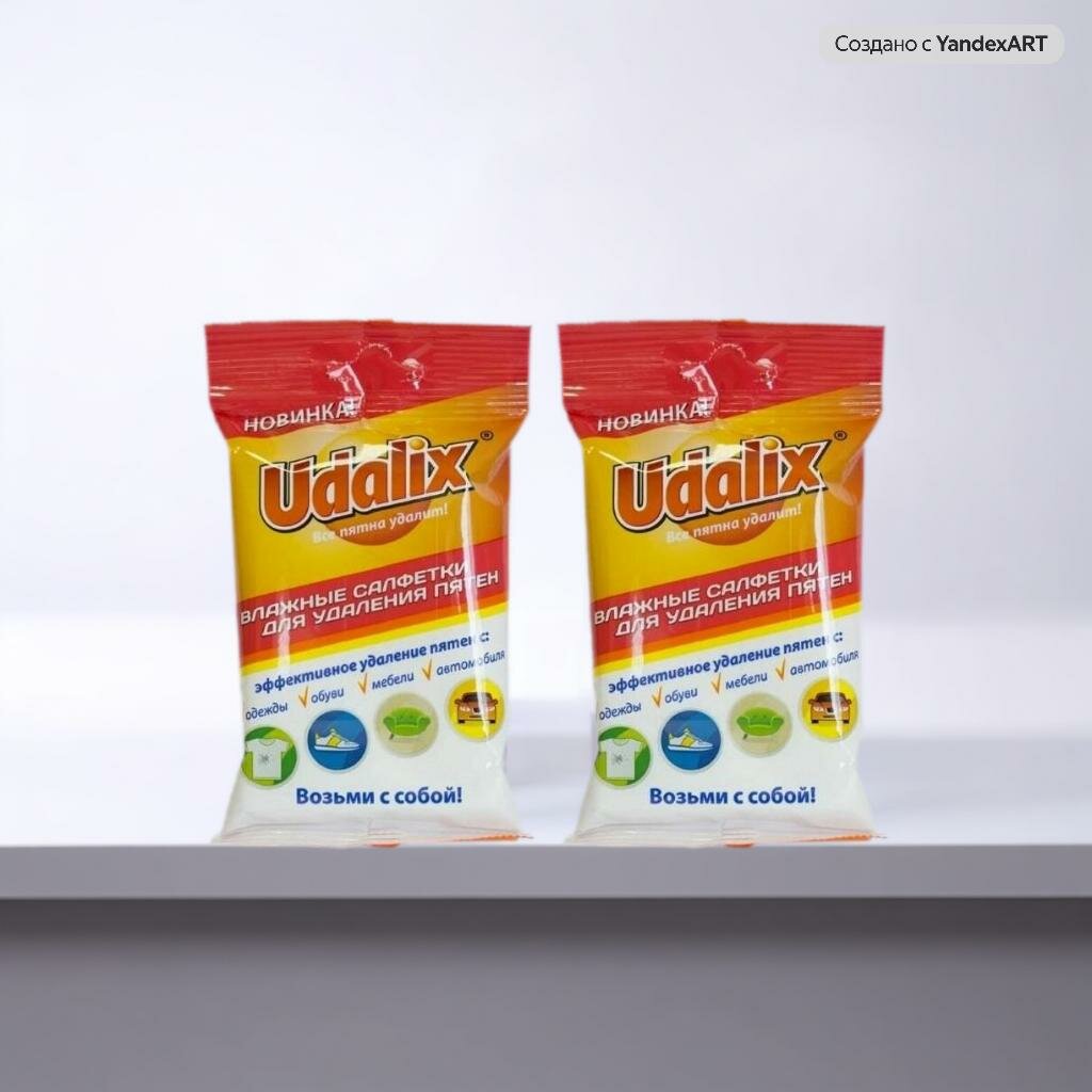 Влажные салфетки Udalix, для удаления пятен, 2 уп.