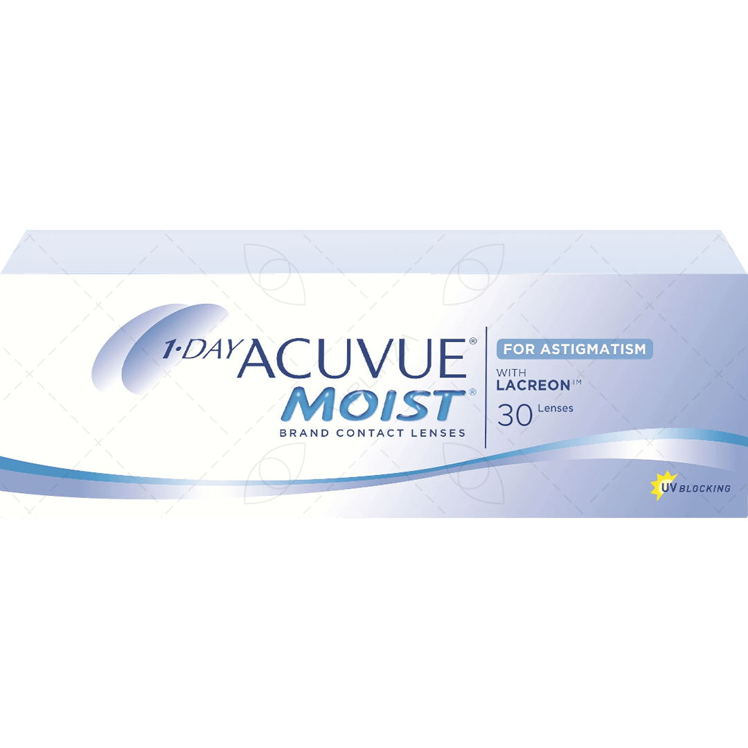 Контактные линзы Acuvue 1-Day Moist for Astigmatism, 30 шт, R 8,5, D 0, CYL: -0,75, AХ: 10