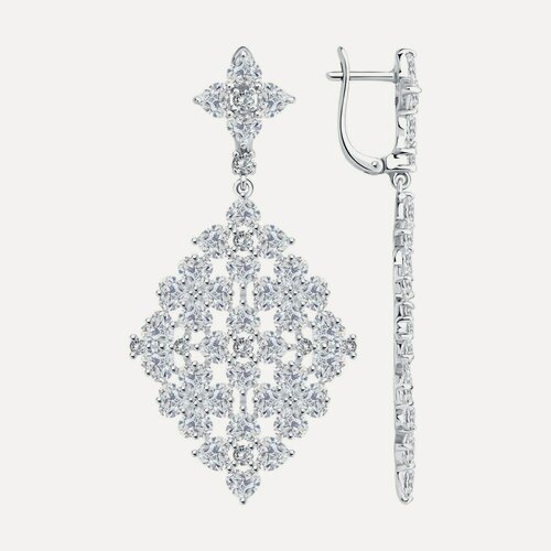 Изображение товара Серьги, серебро, 925 проба, родирование, фианит