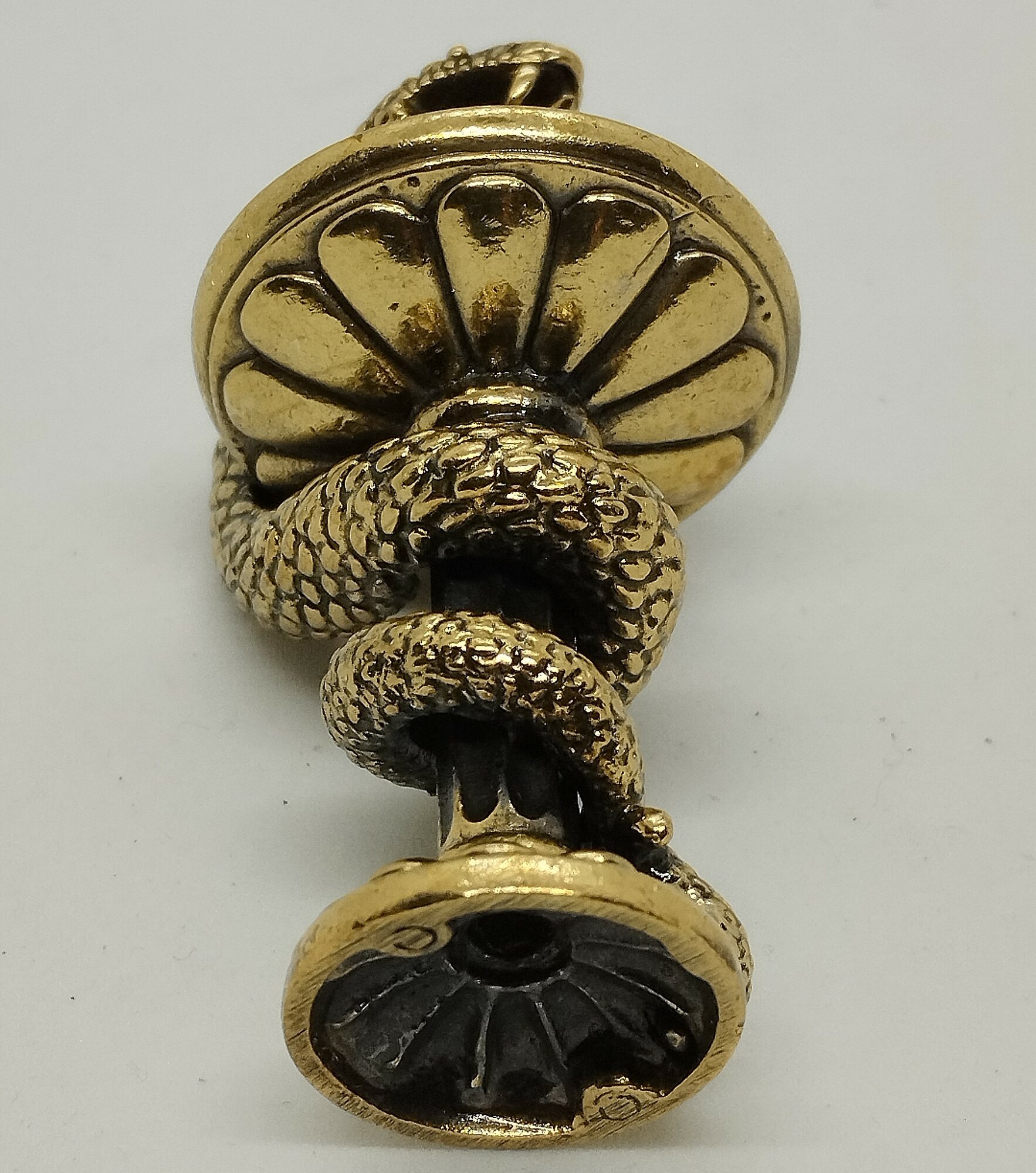 Фигурка бронза с янтарем "Змея", арт 2577.1 — фото 1