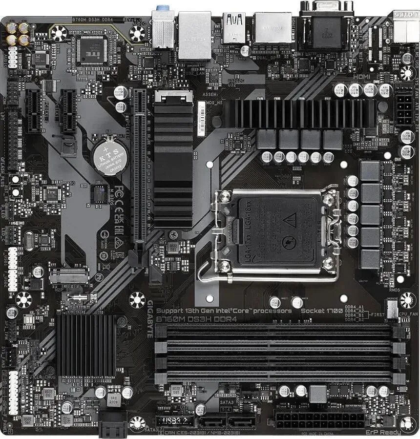 Материнская плата Gigabyte B760M DS3H DDR4, LGA 1700, Intel B760, mATX, Ret