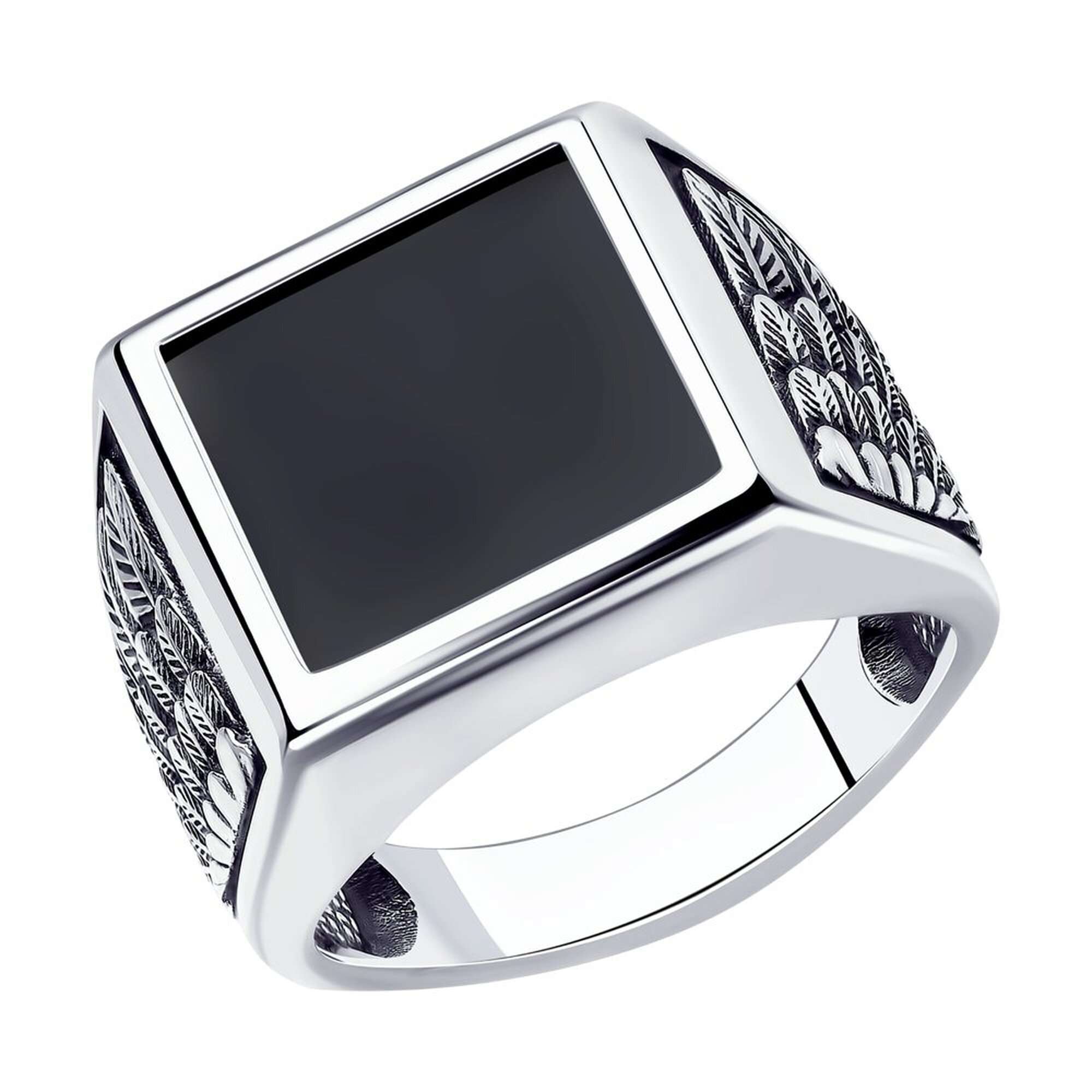 Печатка Diamant online, серебро, 925 проба, чернение, шпинель