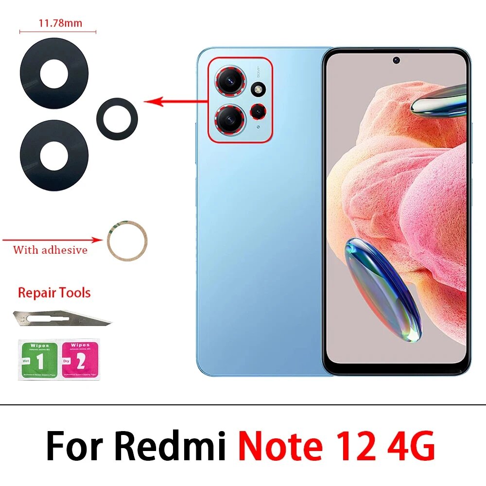 Изображение Стеклянная линза задней камеры для Xiaomi Redmi Note 12 Pro+ 5G 12T Pro 12S 4G Note 13 Pro+ Plus 5G Стекло камеры с клеевой наклейкой