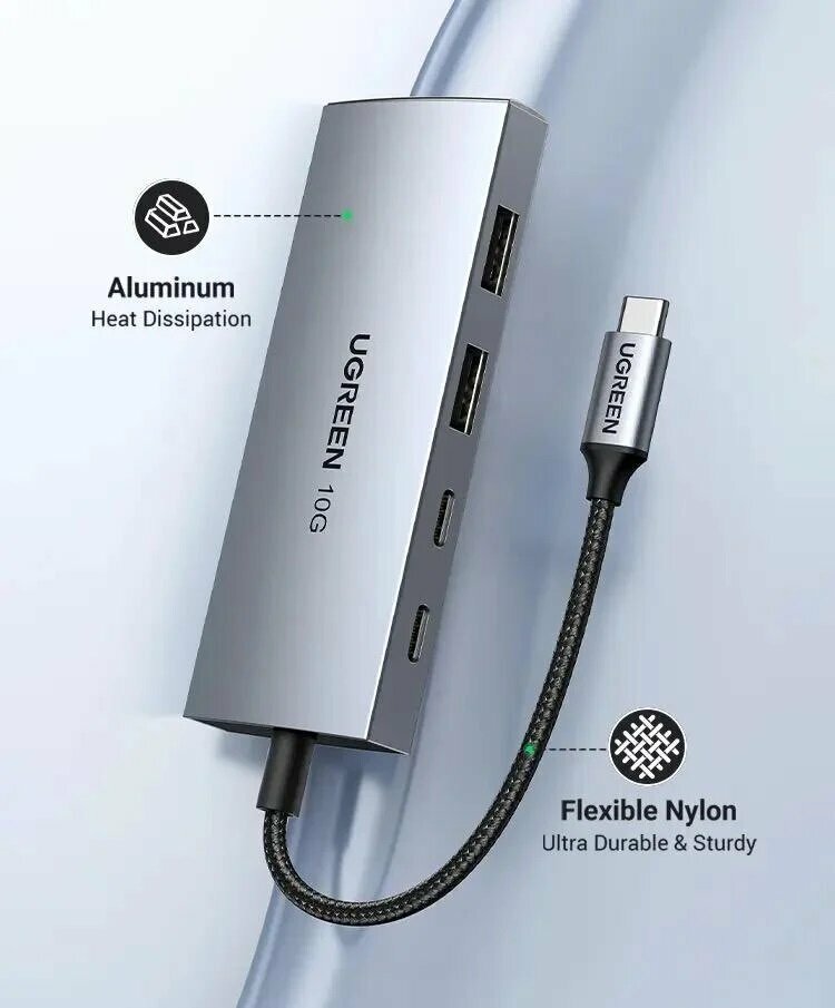 USB концентратор (хаб) 4 в 1 Ugreen, 2хUSB-C 3.1, 2хUSB-A 3.1 (30758) — фото 1