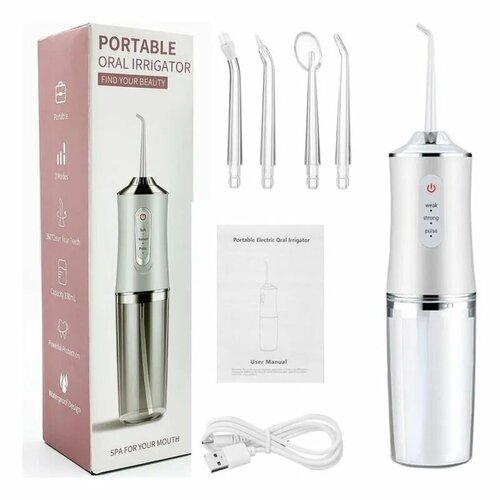 Ирригатор портативный, с насадками, беспроводной белый 220 мл BM