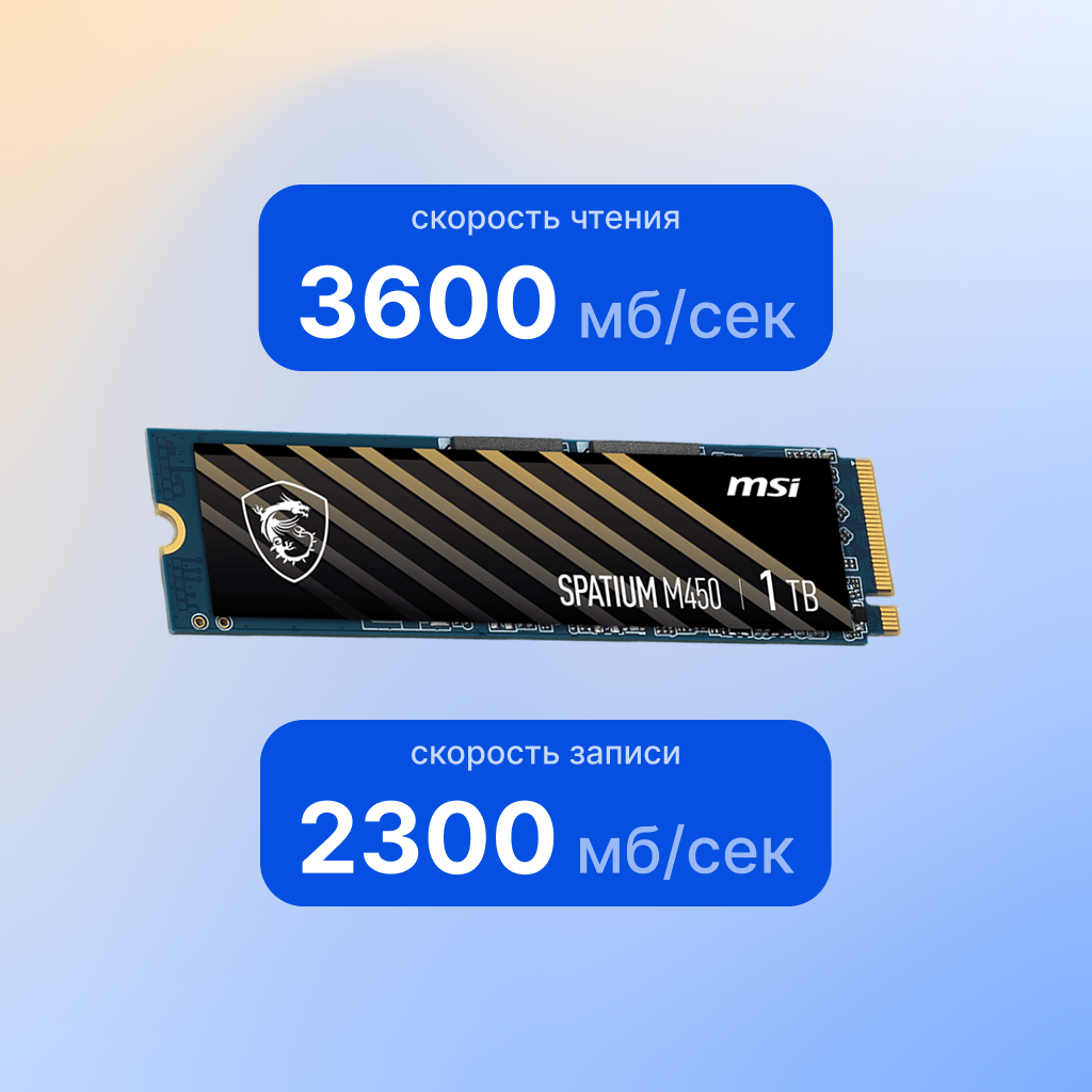 Внутренний SSD диск MSI Spatium M450 500GB, M.2 (S78-440K220-P83) — фото 1