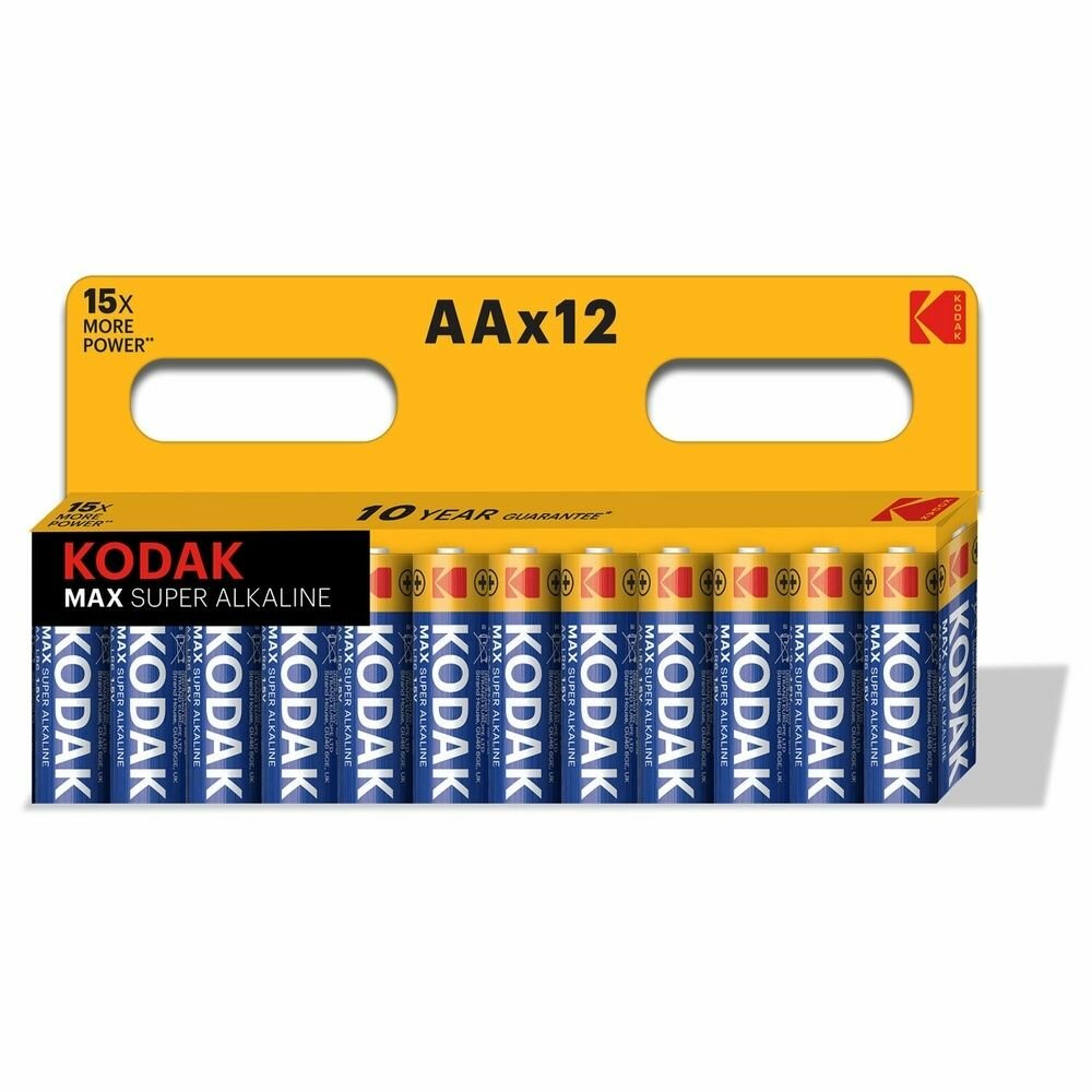 Батарейки Kodak алкалиновые "пальчиковые" 12 шт, Max Super Alkaline, АА (LR6, 24А) блистер (Б0008961)