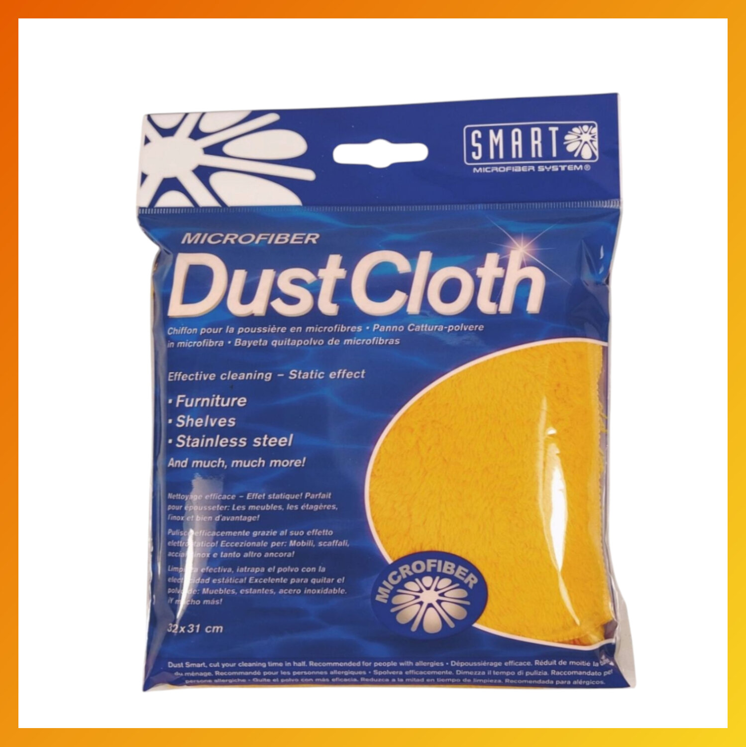 Салфетка "Smart Microfiber", для уборки пыли, для оргтехники, для жалюзи, 31x32 см