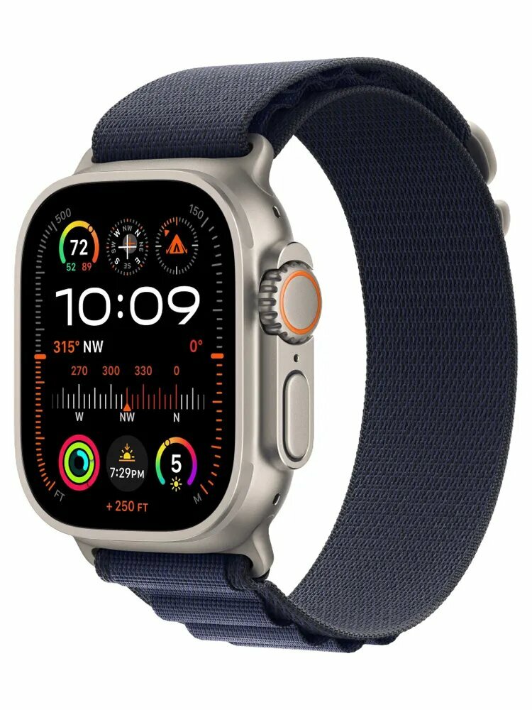 Умные часы Apple Watch Ultra 2 49 мм Natural Titanium Case GPS + Cellular, Navy Alpine Loop, размер L, MYT03 + MXN03