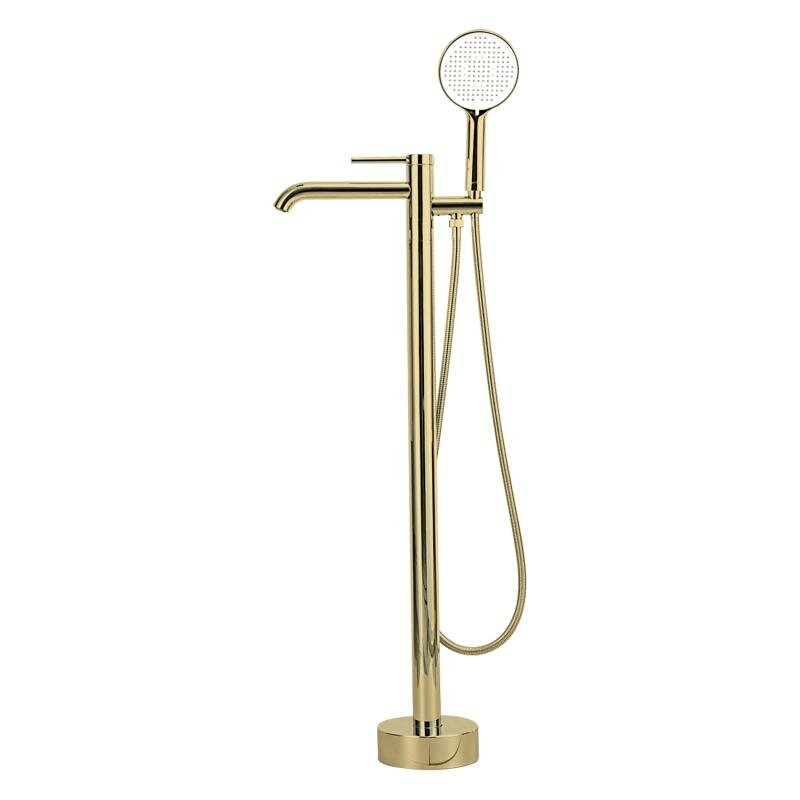 Смеситель для отдельностоящей ванны напольный Gappo G3006-3 золотой сатин