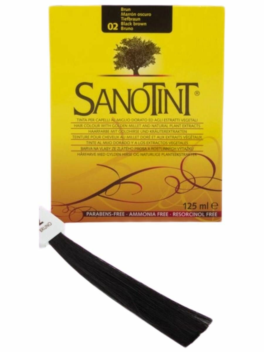 Краска для волос Sanotint 2 (черно-коричневый) - полунатуральная краска для волос без аммиака Санотинт Вивасан