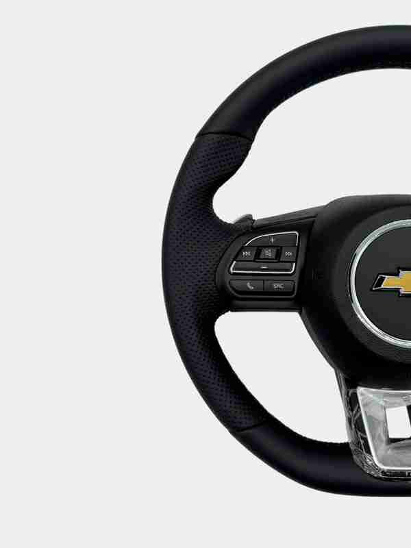 Руль Chevrolet, с кнопкой Start/Stop, универсальный, 3 спицы, черный — фото 1