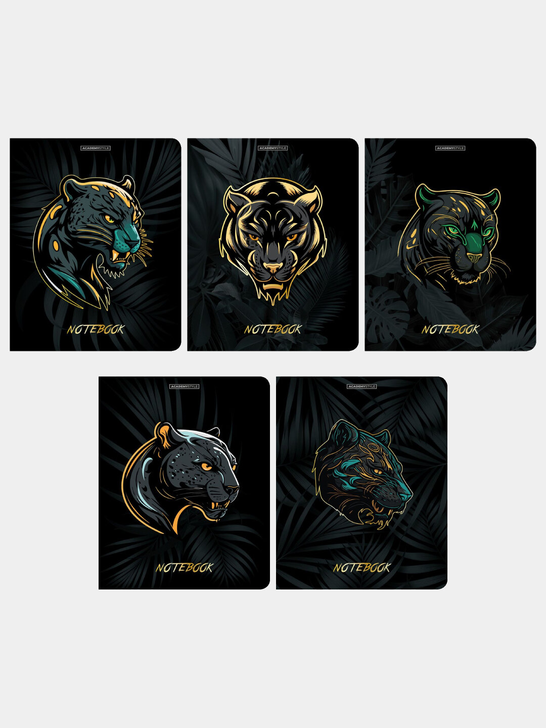 Тетрадь, А5, 48 л, в линейку, "Дикие кошки", 5 шт