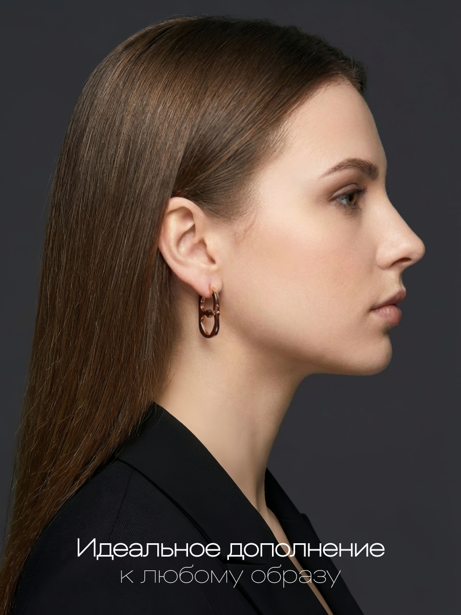 Серьги двусторонние DRAKON IRG, размер 26 мм, медный — фото 1