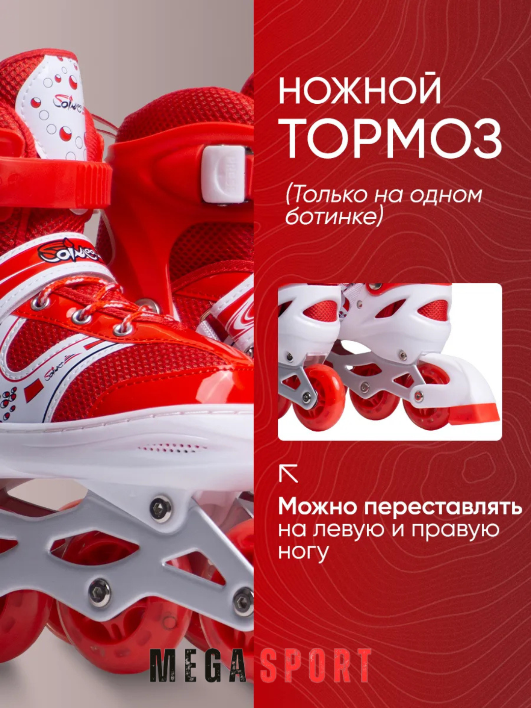 Роликовые коньки Happy Sport красний S — фото 1