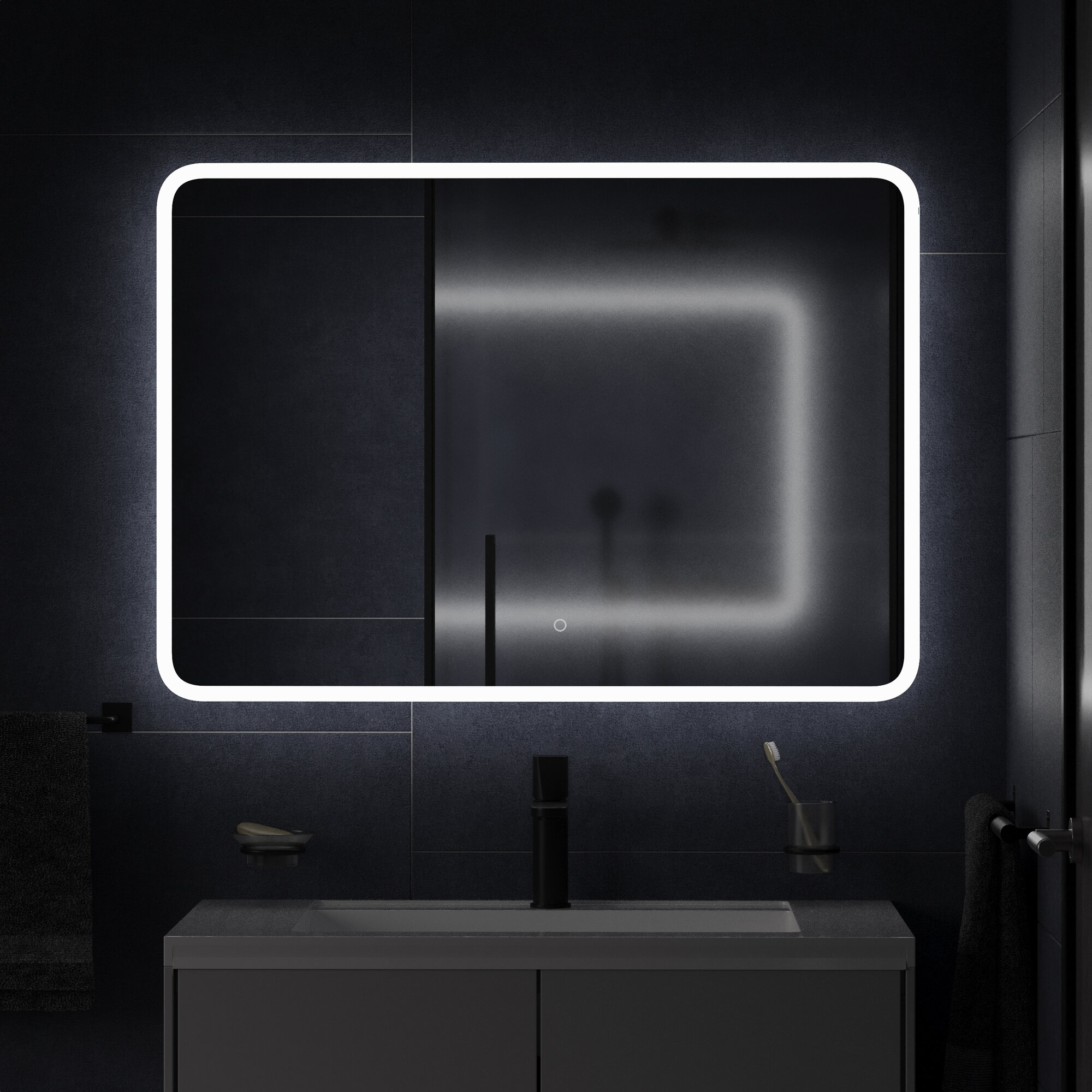 Зеркало для ванной комнаты Homsly, 100*70 см с подсветкой, коллекция Askilo, 6H-004-10LE-ASK