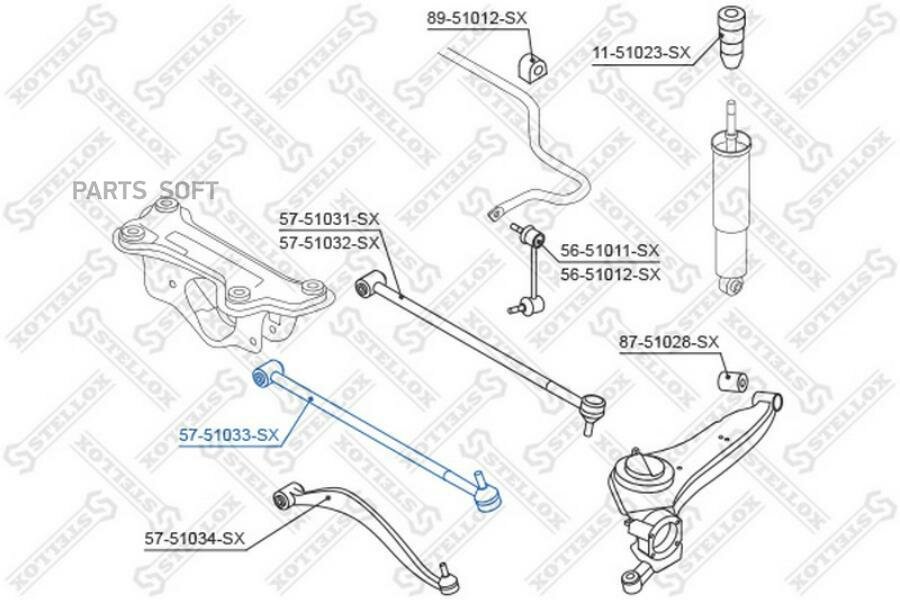 STELLOX 5751033SX 57-51033-SX_рычаг задней подвески нижний левый!\ Hyundai Santa Fe 00