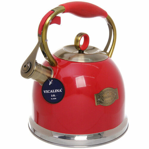 Чайник из нержавеющей стали 3л «Vicalina» Винтаж красный VL-9246