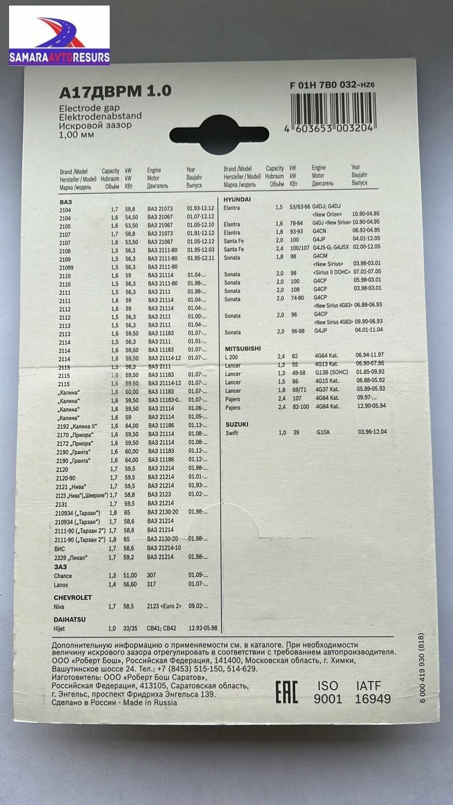 Свечи зажигания ЭЗ г. Энгельс (оригинал) А17ДВРМ 1.0 Лада Приора, Нива (Chevrolet), Калина (8-клапанный инжектор) — фото 1