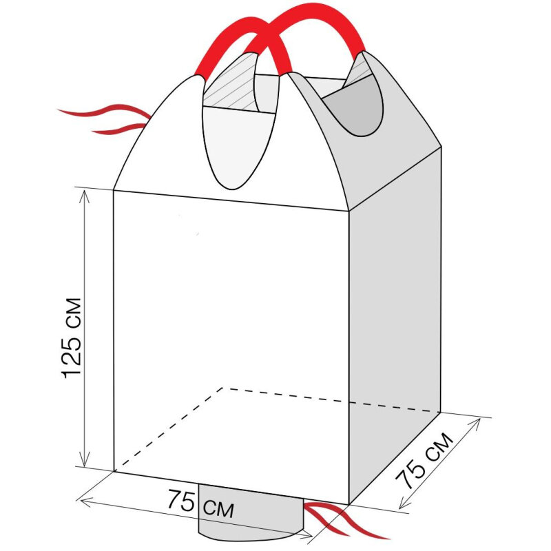 Биг Бэг 2-х стропный, 75x75x125 см, верх-юбка, дно клапан