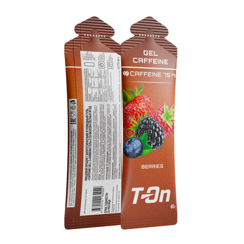 Энергетический углеводный гель с кофеином T-On набор 3 шт вкус Лесные ягоды