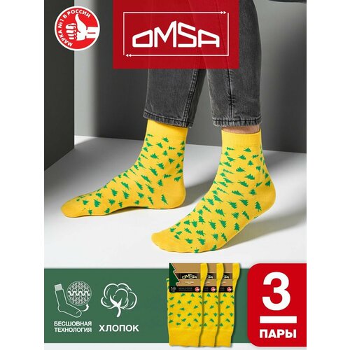 фото Носки omsa, 3 пары, размер 45-47 (29-31), желтый