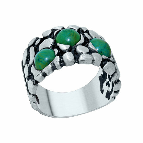 Кольцо, серебро, 925 проба, родирование, бирюза, размер 17.5, золотой