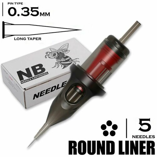 Тату картриджи, модули для тату машинки NB BEE NEEDLE 5 RLLT/0.35 Round Liner, 20шт/уп.