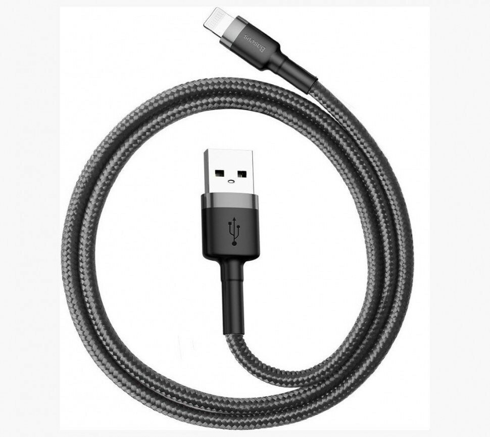 Кабель Baseus Cafule Cable USB - Lightning 2.4 A 0.5 м цвет Черный/Серый (CALKLF-AG1)