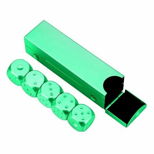 Игральные кубики/ Зары/кости 16 мм 5 штук алюм. спл. Зелёные.