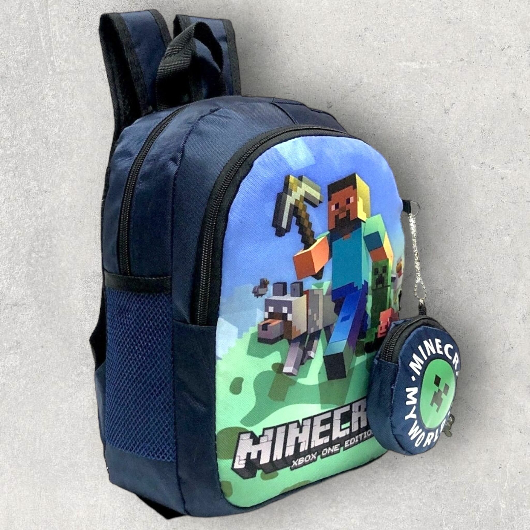 Рюкзак дошкольный для мальчика Minecraft с кошелком, Майнкрафт рюкзак детский с современным принтом для прогулок, сада, спортивных секций