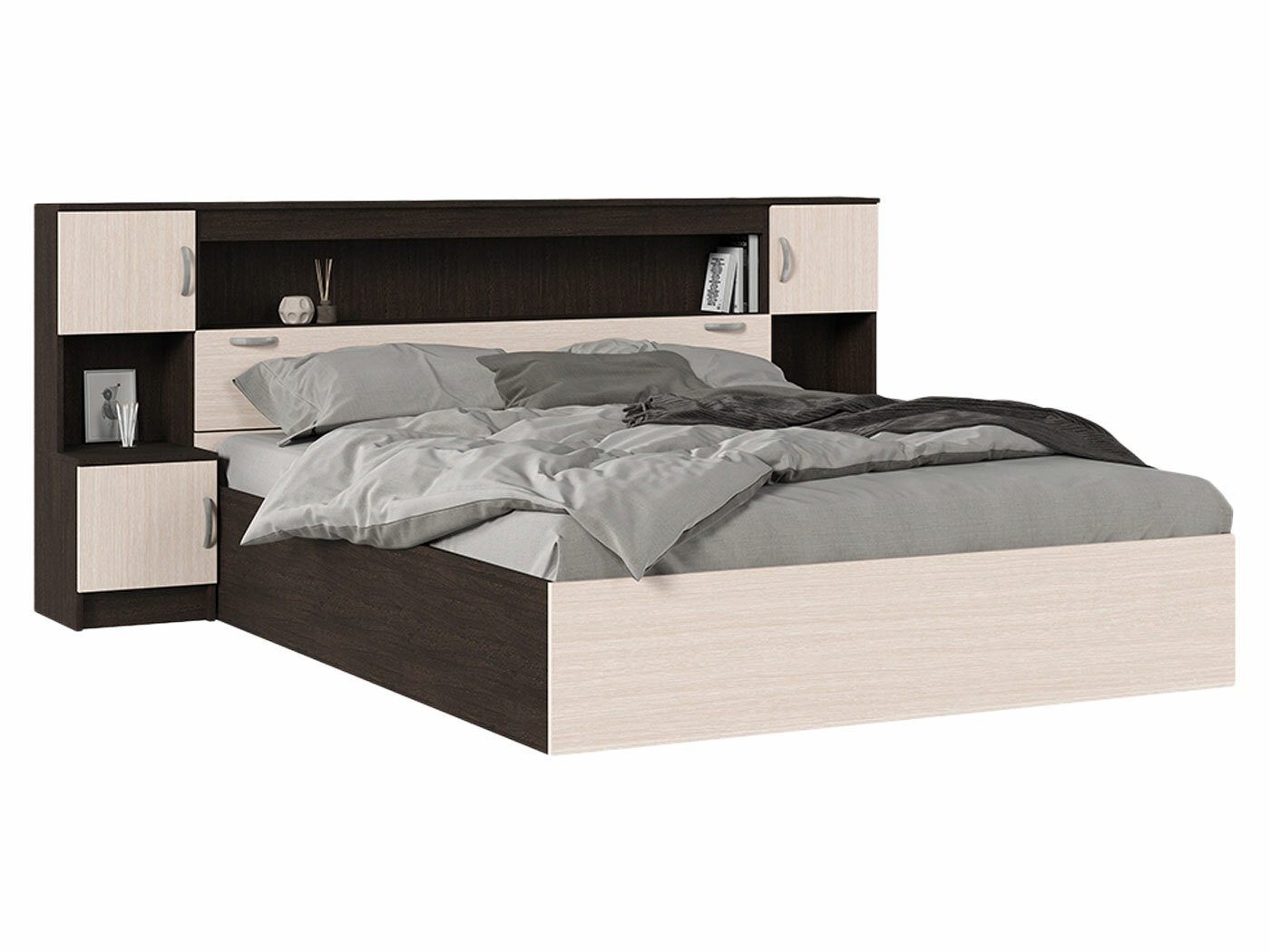 фото Двуспальная кровать Стендмебель Бриз Венге / Дуб Белфорт