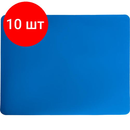 Комплект 10 штук, Коврик на стол Attache 55x65см ПВХ прозрачный синий, eco