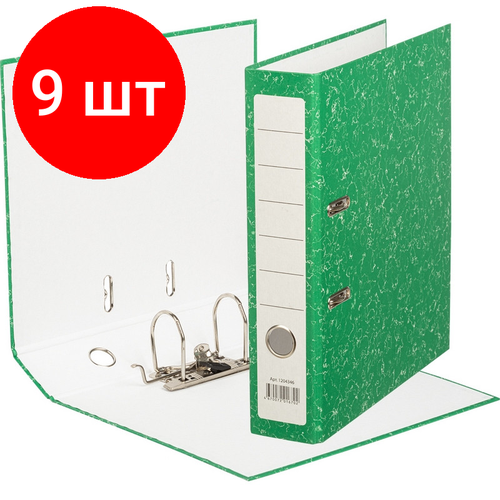 Комплект 9 штук, Папка-регистратор Attache Economy без мет. уголка_бюдж 75мм ч/б, зел, бум/бум