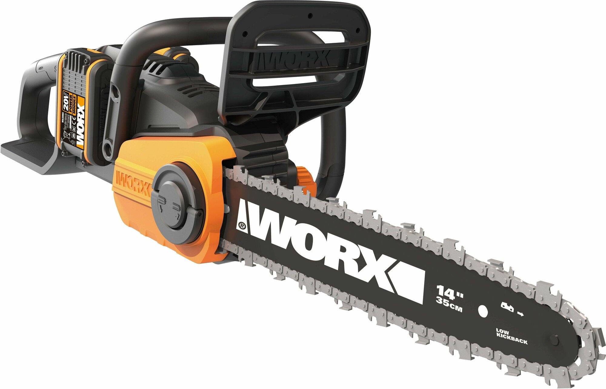 Пила цепная аккумуляторная Worx WG384E 35 см 2 аккумулятора 20 V бесключевая замена цепи
