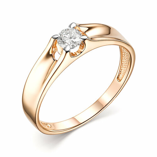 Кольцо помолвочное Dewi, красное золото, 585 проба, бриллиант, размер 17, золотой