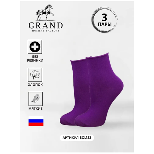 Носки GRAND, 3 пары, размер 25-27(38-41), фиолетовый