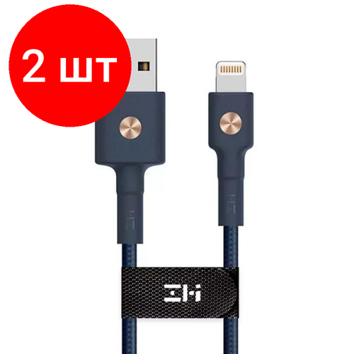 кабель zmi mfi usb lightning al803 1 м 1 шт черный Комплект 2 штук, Кабель USB - Lightning, 1 м, Xiaomi ZMI, синий, AL803 Blue