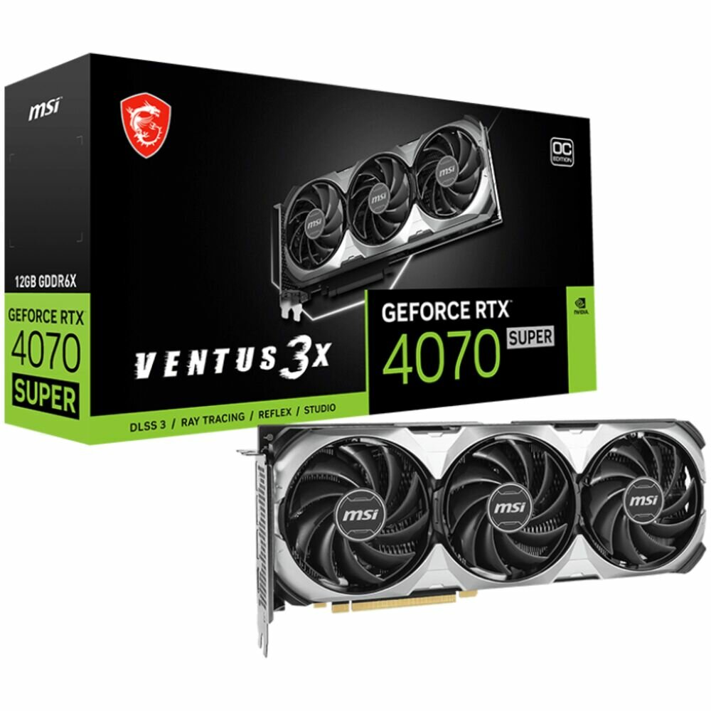 Видеокарта MSI GeForce RTX 4070 Super 12288Mb, Ventus 3X OC 12G (RTX 4070 Super 12G Ventus 3X OC) 1xHDMI, 3xDP, Ret